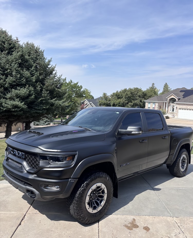 Matte black RAM truck freshly detailed by Elevated Mobile Car Detailing in Orem, Utah